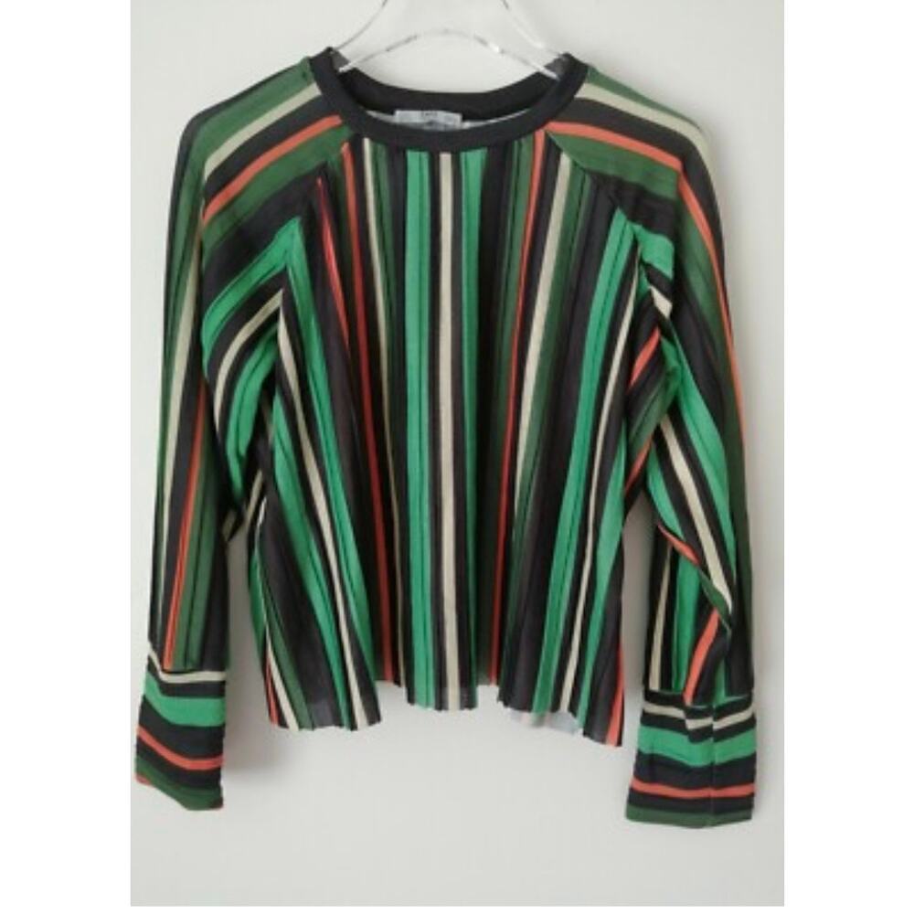 Zara Multicolor Vertical Stripe Tunic - Green, Black, Orange